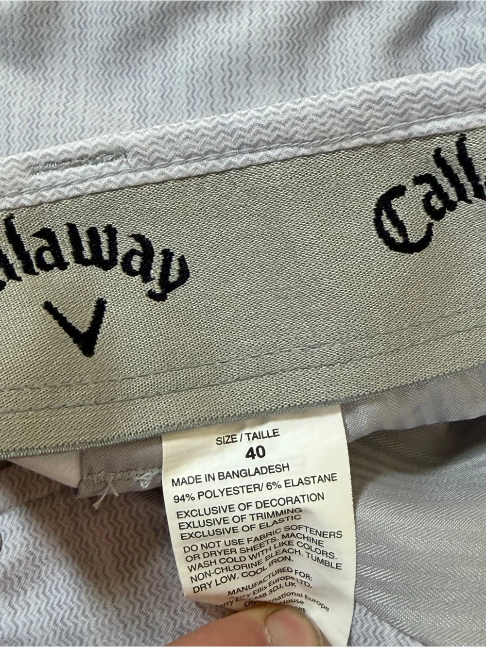 Callaway‎ Men's Light Gray Micro-Stripe Flat Front Shorts